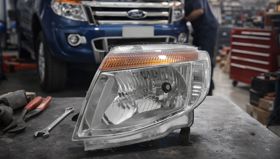 Car headlights with a blue tint